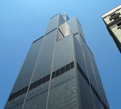 Sears Tower. Näst högst i världen på den tiden. Tala om sky-skrapa.