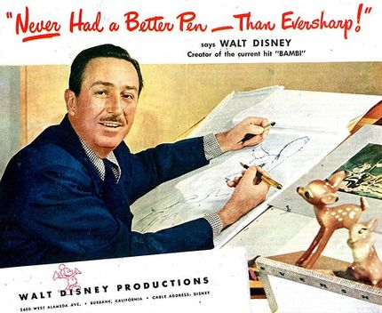 Reservoirpennan av märket Eversharp användes av Slas och Walt Disney.