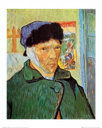 Van Gogh. Ett av dessa många självporträtt (1889). Här med bandage över sitt saknade öra (Musée d´Orsay).