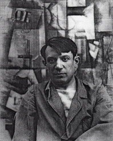 Picasso i sin ateljé 1914.
