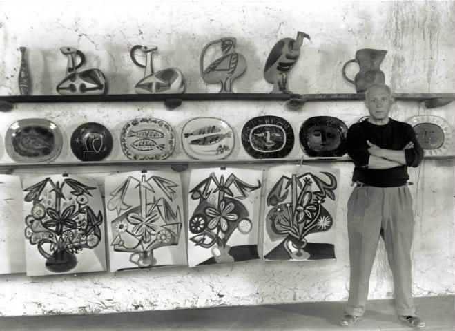 Picasso i Madouras keramikverkstad i Vallauris 1948.