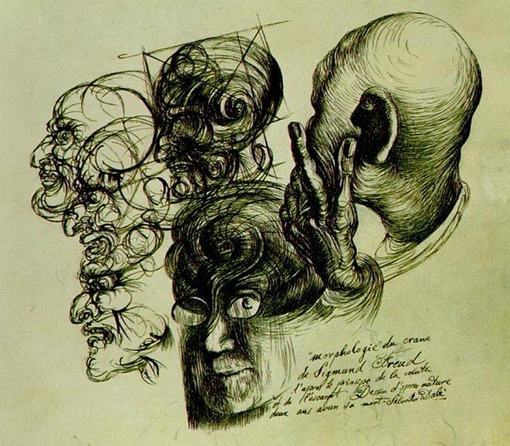 ”Freuds kranium är en snigel! Hans hjärna är i form av en spiral - att extraheras med en nål!”  (Citat av Dali).