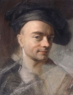 Grundaren av skolan Maurice-Quentin Delatour, självporträtt (1742). Porträttmålare, medlem i franska konstakademien och stans stolthet.