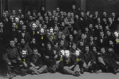 Gustave Moreaus adepter på L'École des Beaux-Arts: 1. Matisse  2 .Milcendau  3. Piot  4. Martel  5.Bussy  6.Marquet  7.Rouault  8.Bonbomme  9.Evenepoel.