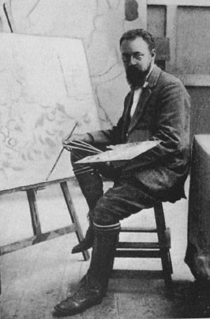 Matisse i sin ateljé i Issy-les-Moulineaux 1911.