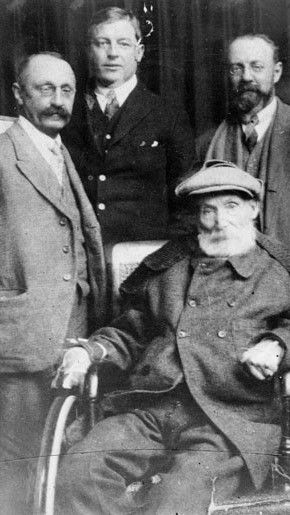 Den åldrige Renoir tillsammans med sina besökare Matisse, Marquet och Walter Halvorsen.