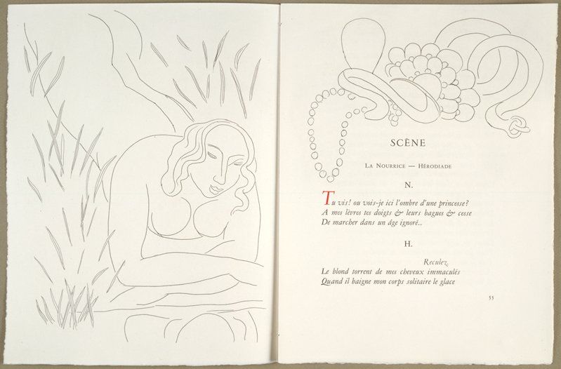 Uppslag i diktsamling av Stéphane Mallarmé.