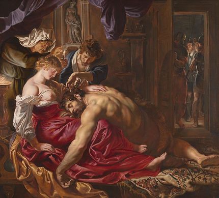 Simson och Delila av Peter Paul Rubens ca 1610. Många hade nog tänkt sig att Isaacs arbete skulle resultera i något i stil med den här traditonella operans scenografi.
