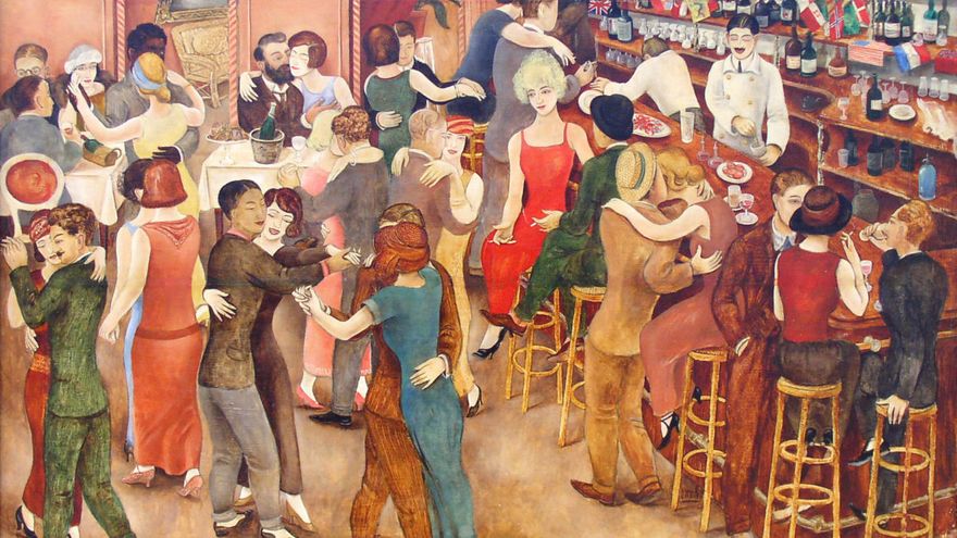 ”Baren i Paris”, 1923-1924 av Otte Sköld. Han gillade att dansa och var stammis på Gypsy Bar.  Ett nytt inslag i Paris nöjeslivet var  jazzen, som hade kommit hit med missnöjda musiker från Amerika. I det frigjorda Paris var arbetstillfällena många och gagerna högre. Många nöjesetablissemanger hade egna orkestrar.