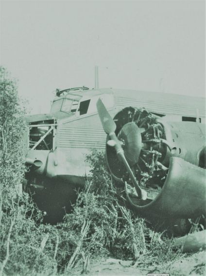 Ödets ironi. Det visade sig att planet som störtade med Isaac och Märta var en kvarlämnad  bedagad Junker JU-52 från nazisternas Luftwaffe. (bilden från en annan händelse).