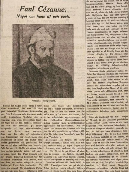 Sigrid Hjertén skrev en artikel om Cézanne i Svenska Dagbladet.