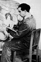 Isaac målar på 1910-talet.