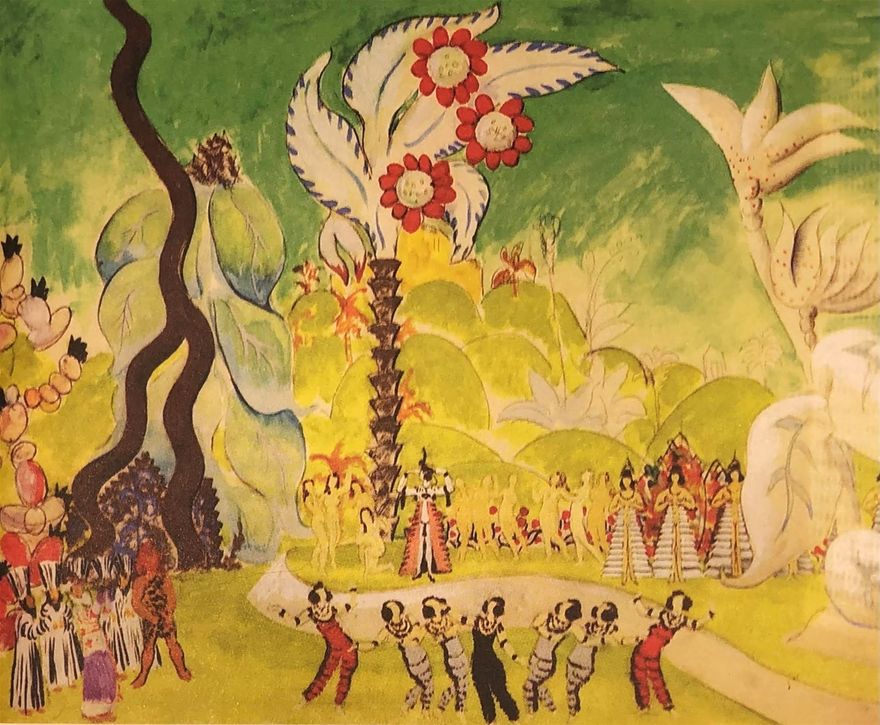 Scendekor för Operan ”Simson och Delila” (Delilas trädgård), 1920-1921 av Isaac Grünewald.